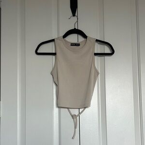 Beige Sleeveless Crop Top
